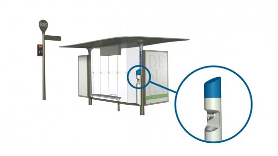 Hand sanitiser dispenser for bus shelters
