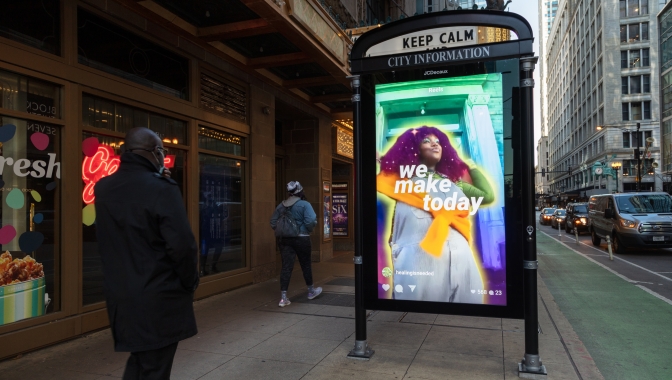 Chicago ad panel displaying ad for Instagram's new feature Reels
